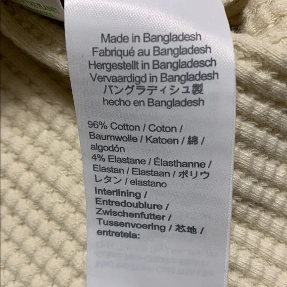 J. Crew Women Waffle-Knit Button-Up Large Cream Gold-Button Shirt-Jacket Quiet - Picture 11 of 14